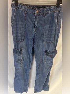 Sanctuary denim Lightweight Cargo Jeans Women's 28 Med Wash Wide Leg Mid Rise